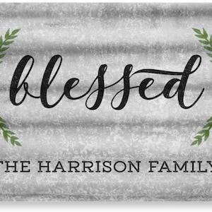 Personalized Metal Look Blessed Sign - Metal 8 X 12 Sign - Welcome Sign - Aluminum Sign - Custom Sign - Metal Wall Art