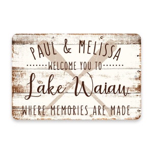 Pattern Pop Personalized Welcome to Lake Waiau Where Memories are Made Sign - 8 X 12 Metal Sign with Wood Look - Custom Sign
