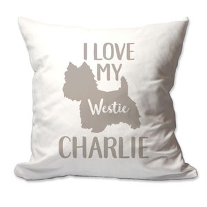 Personalized I Love My Westie Throw Pillow - 17 x 17 - Cover Only OR Cover with Insert - Decorative throw pillow - Soft polyester