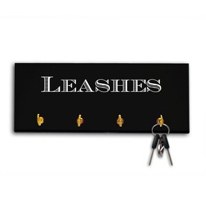 Sleek Black Key and Leash Hanger - Wall mount key holder - Personalized Key holder - Key holder wall - Key hook for wall - Key organizer