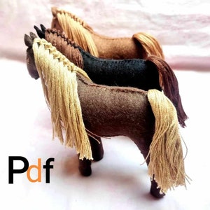 Felt horse pattern PDF, stuffedhorse pattern, waldorf horse sewing, digital horse download, Instant download, horse sewing tutorial,pony