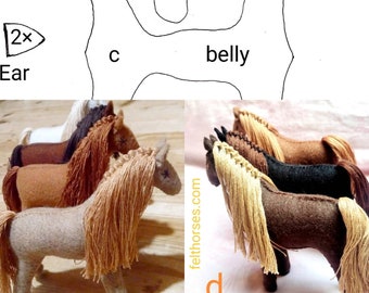 Felt horse pattern PDF, stuffedhorse pattern, waldorf horse sewing, digital horse download, Instant download, horse sewing tutorial,pony