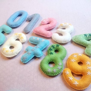 Wool felt numbers sewing pattern, felt numbers pdf, education toys, wool stuffed toys for toddlers, video sewing tutorial Montessori toys