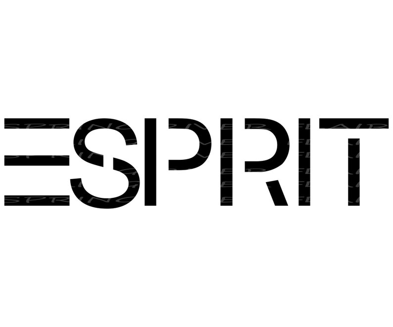 May include: Black and white logo for the clothing brand Esprit.