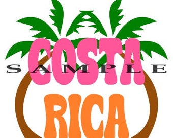 CUTE SVG PNG Digital Download Costa Rica Tropical Palm Trees High Resolution File 300 dpi Design for Tshirts etc Includes Distressed png