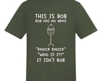 This Is Bob Shirt, Knock Knock T Shirt, Funny Joke Tee, Quirky Graphic Shirt, Funny Gift, Hand Printed T-Shirt, Novelty Tee, Gift