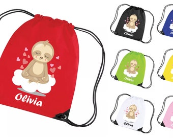 Pram Bag Choose from 10 colours and 4 animals Personalised Animal Drawstring PE Bag ideal for Nursery Childminder 100/% Cotton