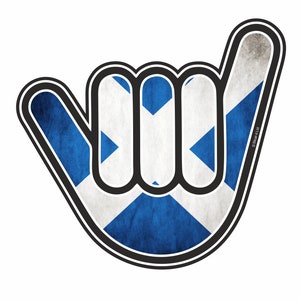 Licensed No Worries Hand With Scotland Scottish Saltire St Andrews Flag Surf Surfing Skateboard External Vinyl Car Sticker Size 115x105mm