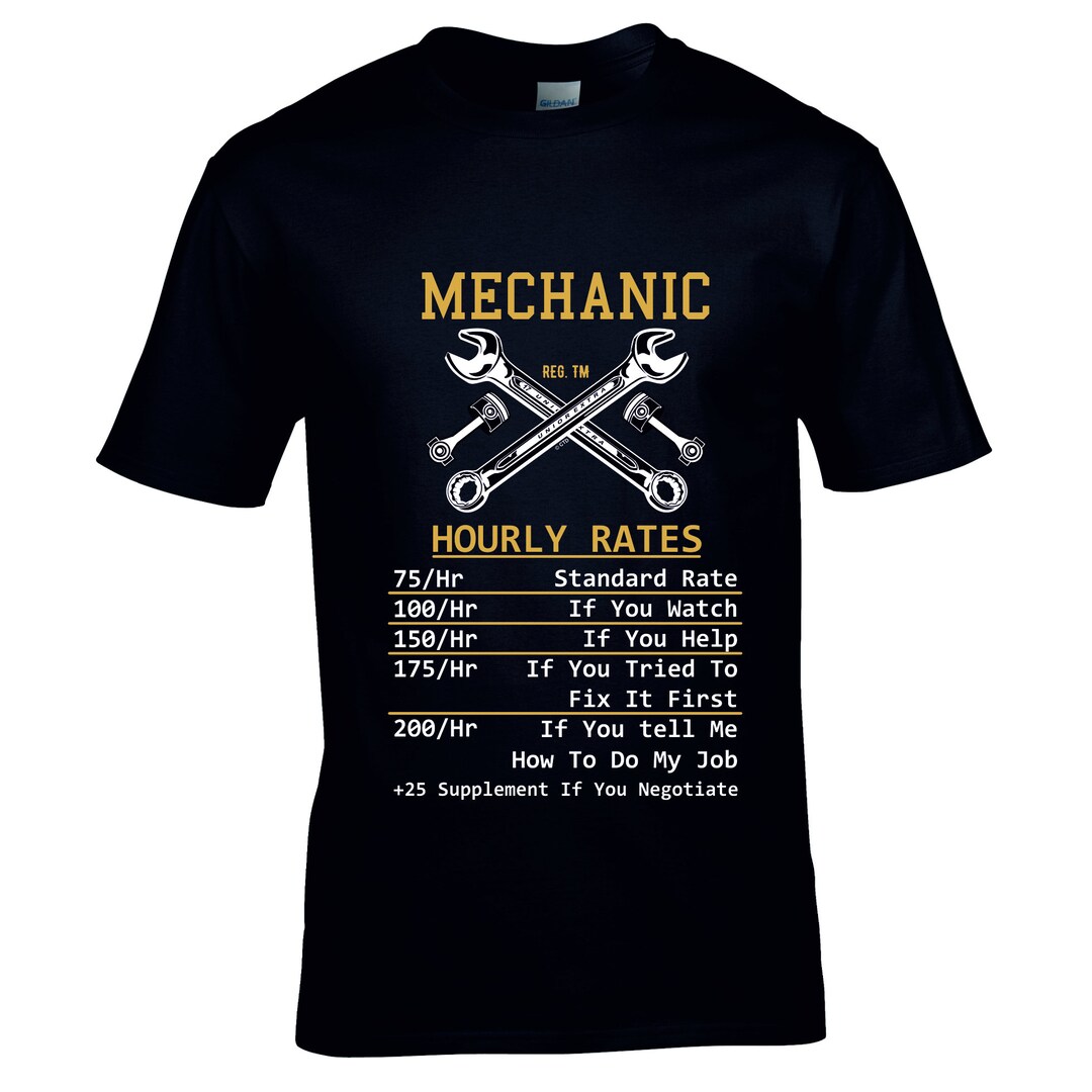 Premium Funny Mechanic Hourly Rate Table Novelty Joke Garage Etsy