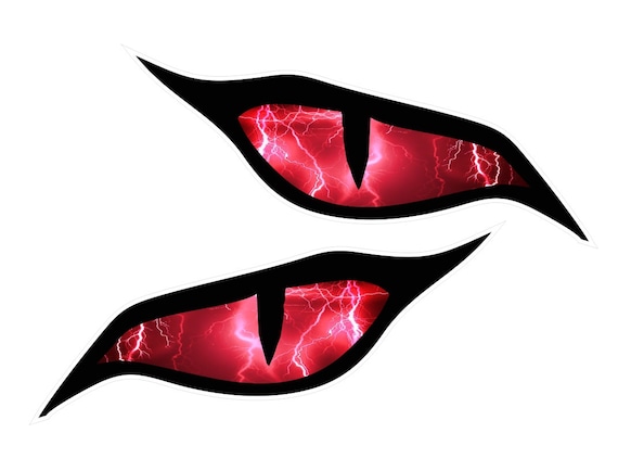 Pair of Evil Eyes Eye Design With Red Lightning Storm for