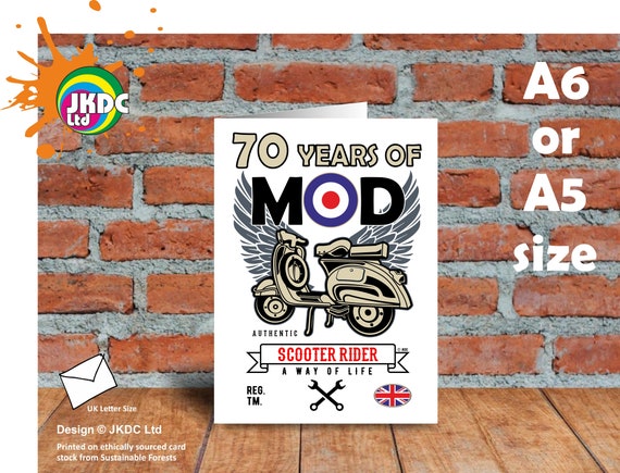 Premium 70 Years of MOD Slogan Retro Scooter Rider Scooterist