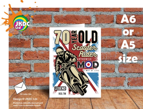 70 Years of MOD 70th Birthday Retro Scooter Rider Old School t-shirt top gift