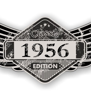 Personalised Novelty Aged Distressed Vintage Edition Retro Wing Biker Motif ( choose any year) Vintage Cafe Racer Vinyl Car Sticker 125x67mm