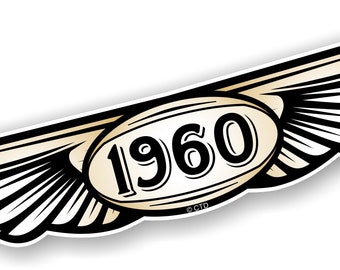 Distressed Aged Winged Vintage Edition 1958 Classic Retro Vinyl car sticker Distressed Aged Winged Vintage Edition 1958 Classic Retro Vinyl car sticker