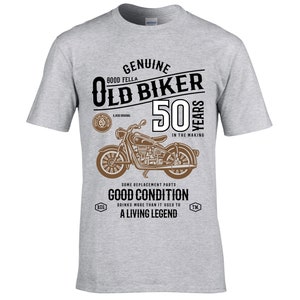 Premium Funny 50 Year Old Biker Retro Style Classic motorbike Motif For 50th Birthday Anniversary gift Men&#39;s Light Grey t-shirt top