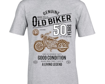 Premium Funny 50 Year Old Biker Retro Style Classic motorbike Motif For 50th Birthday Anniversary gift Men's Light Grey t-shirt top