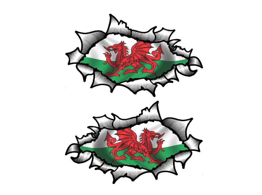 Hand Opening Rip Licensed Handed Pair Ripped Torn Metal Oval Rip Design With Welsh ...