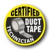 Funny Certified Duct Tape Technician Workman Mechanic Plumber Electrician Etc External Vinyl Car Van Tool Box Chest Sticker Decal size 100mm 