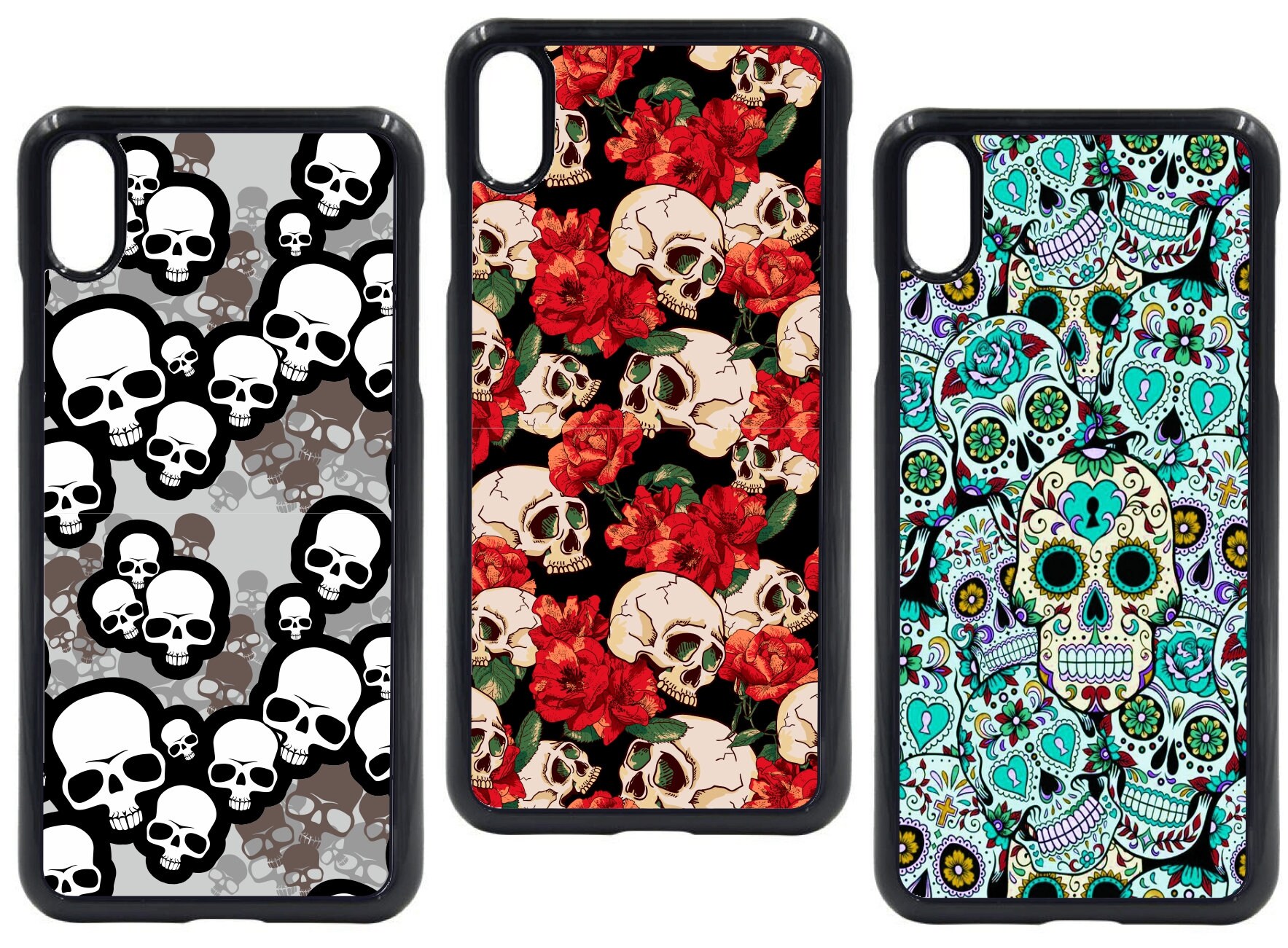Cool Gothic Skulls Pattern Mexican Sugar Skull Roses Design Mobile Phone Ca...