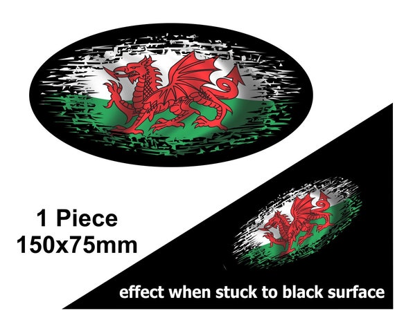 Welsh Dragon Wales CYMRU Flag Car Sticker – Classic Ripped Metal Design ...