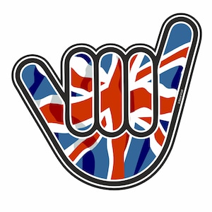 Licensed No Worries Hand With Union Jack British UJ UK Flag Surf Surfing Skateboard External Vinyl Car Sticker Size 115x105mm