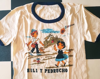 Vintage T shirt 12 Hili y Pedrucho Heidi 60s Mod  NOS never used old stock  Pop  New Child Cotton Animation