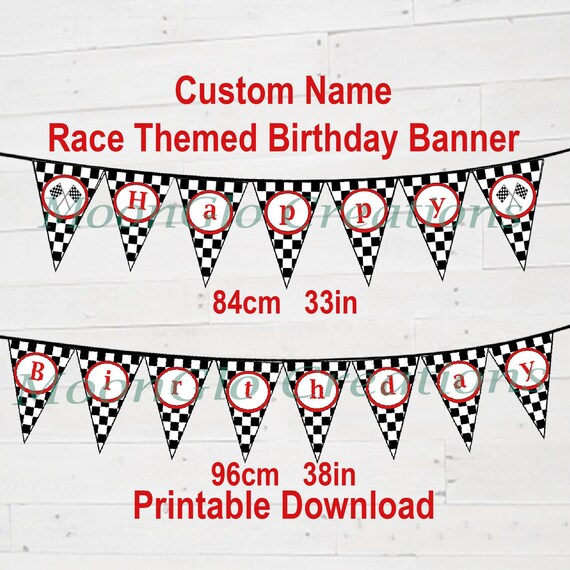 Birthday Banner Custom Name Race Car Motor Sports Etsy
