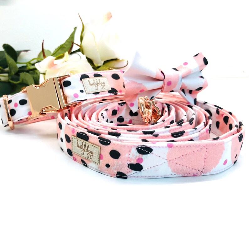 Pink Dog Collar and Leash Set Girl Dog Collar Pet Collar and Etsy