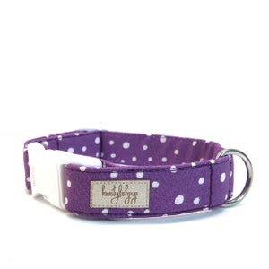Purple dog collar, polka dot dog collar, cute girl dog collar, purple puppy collar, lilac dog collar, boy dog collar, 50 % discount