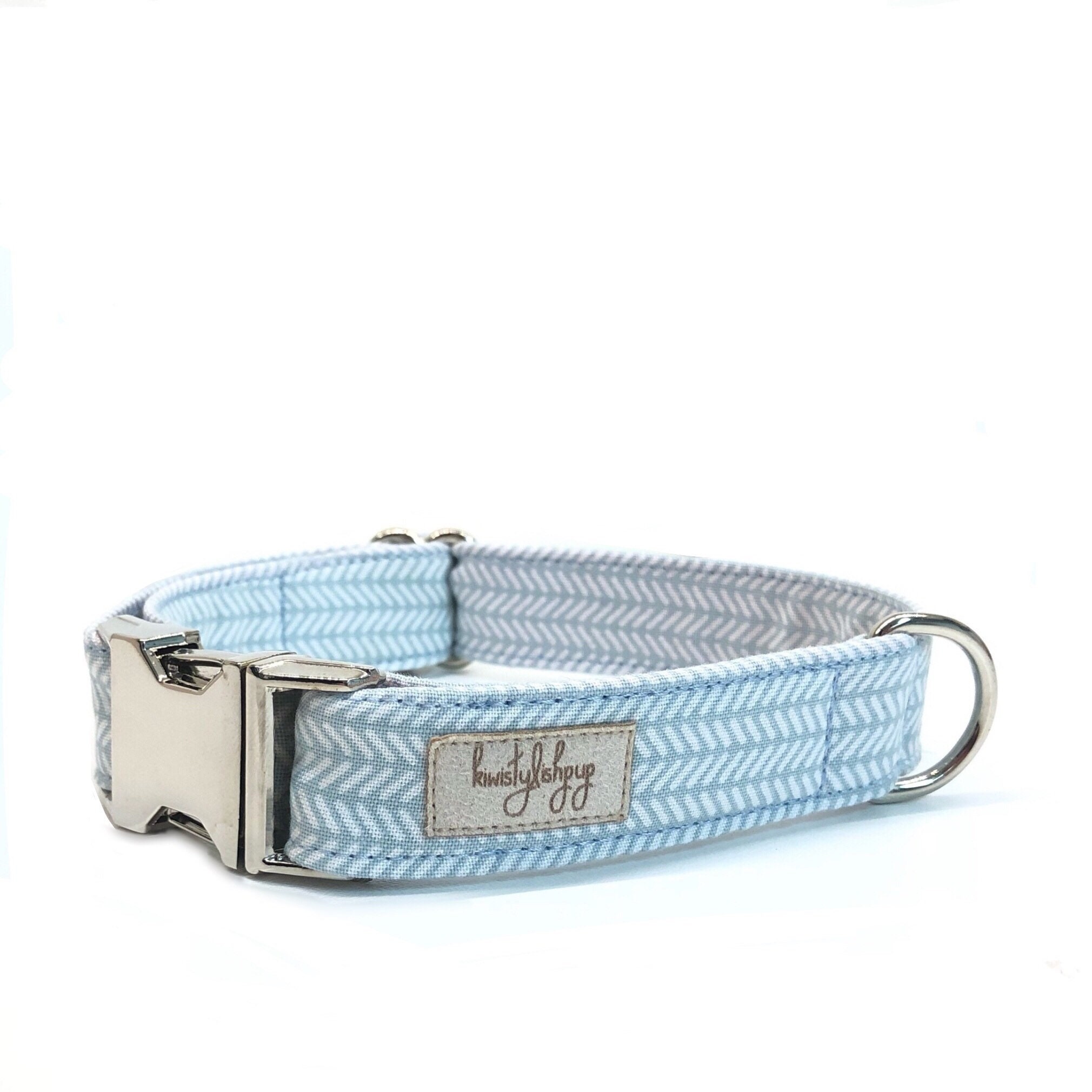 Blue dog collar blue herringbone boy dog collar cute puppy Etsy