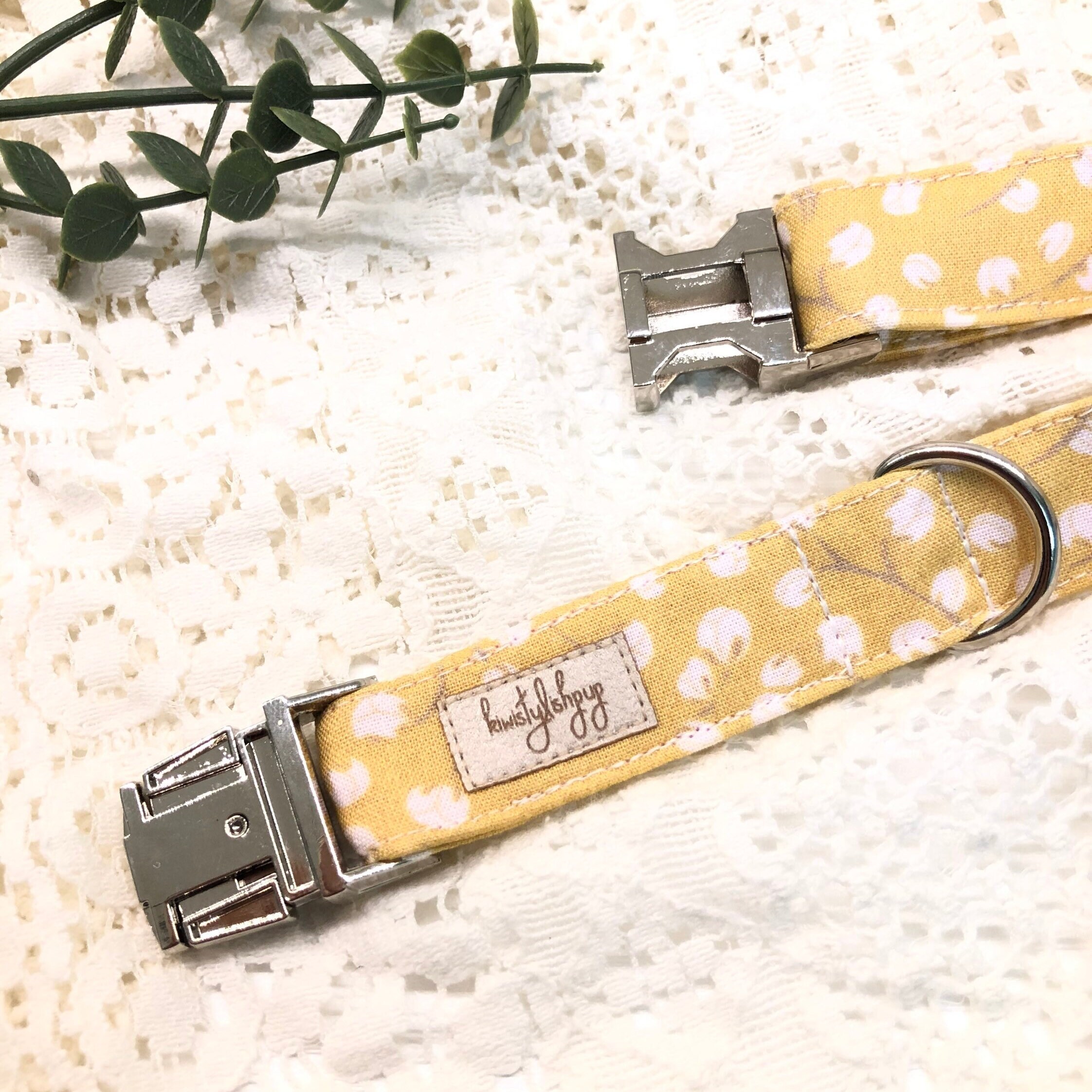 Yellow floral dog collar yellow dog collar cute puppy Etsy
