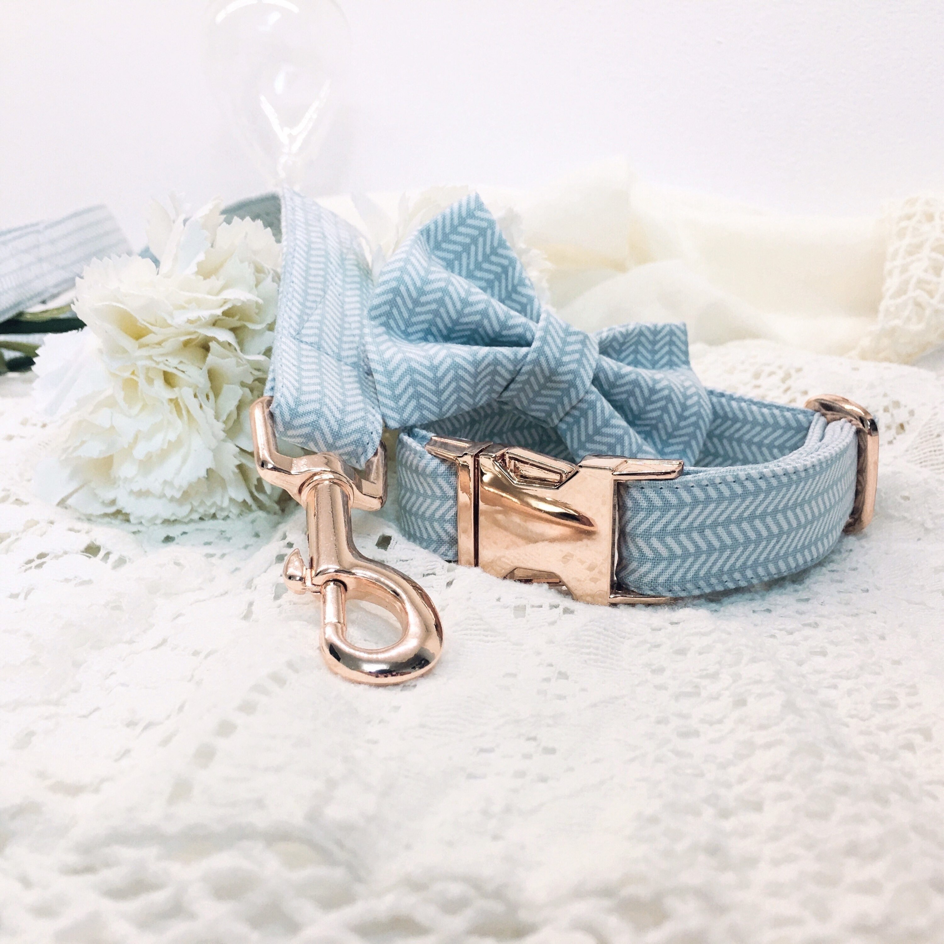 Blue Dog Collar Blue Herringbone Boy Dog Collar Cute Puppy Etsy UK