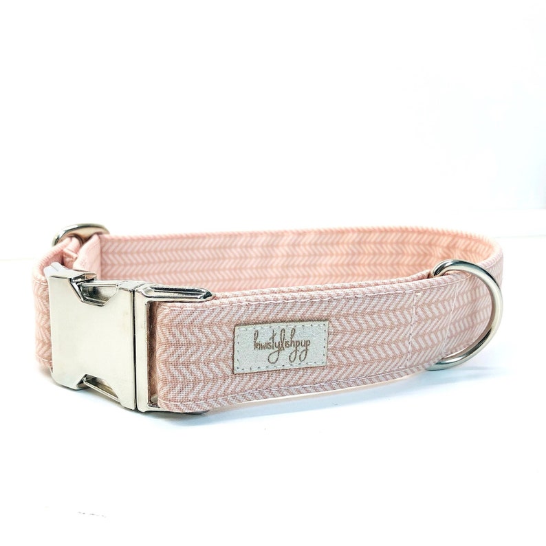 Pink Dog Collar Pink Herringbone Girl Dog Collar Cute Puppy Etsy