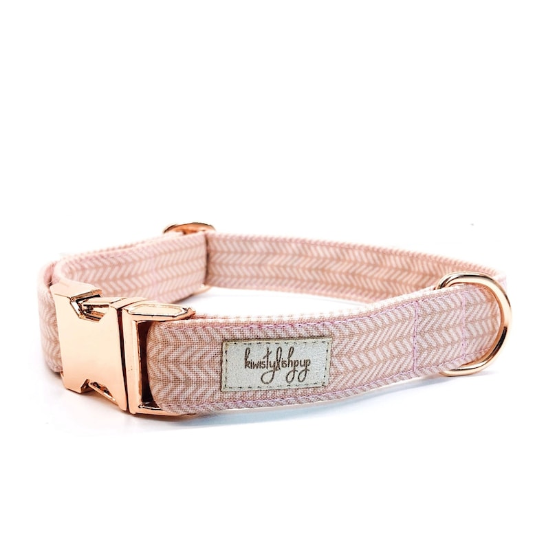 Pink Dog Collar Pink Herringbone Girl Dog Collar Cute Puppy Etsy