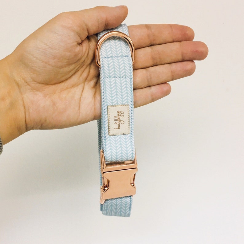 Blue Dog Collar Blue Herringbone Boy Dog Collar Cute Puppy Etsy UK