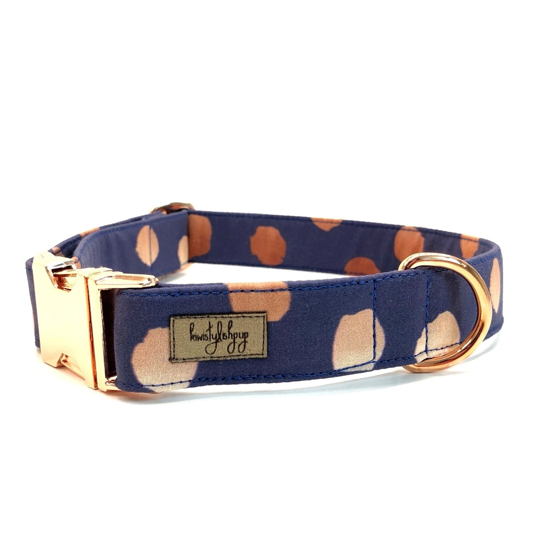Royal Blue Dog Collar Spotted Dog Collar Rose Gold Dog Etsy