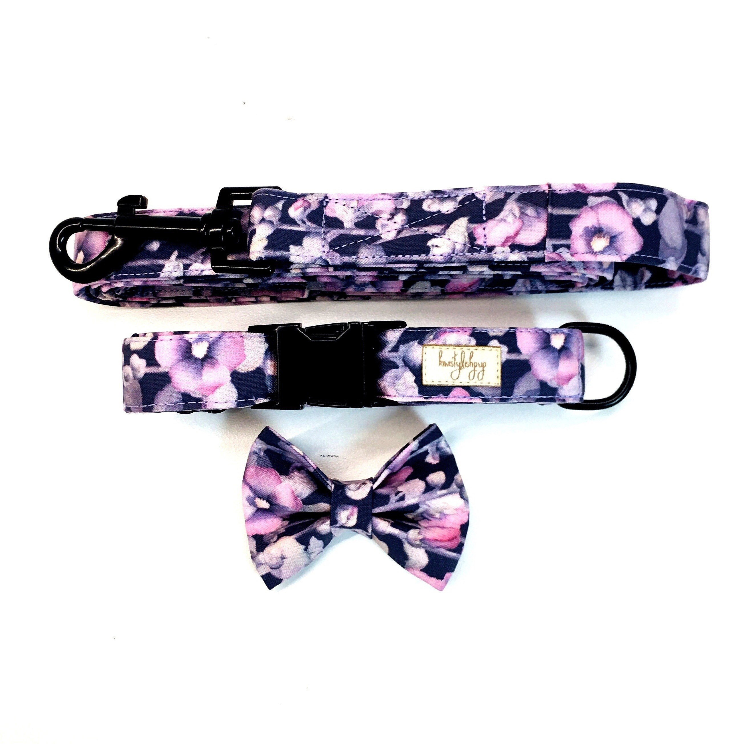 Purple Dog Collar and Leash Set Pet Collar and Lead Set Girl Etsy UK