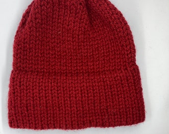 Red Knit Winter Hat: Soft Double-layered Warm Beanie - Etsy display picture 1