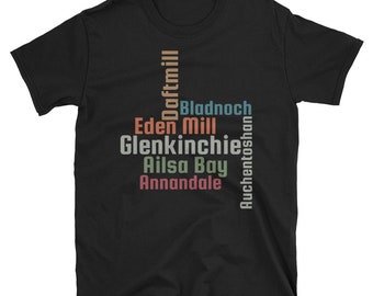 Lowland Scotland Whisky Distillery Names T-Shirt, Spirit Lover Gift