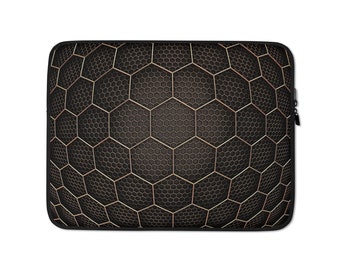 Laptopfodral med abstrakt hexagonmönster och 3D-rutnät