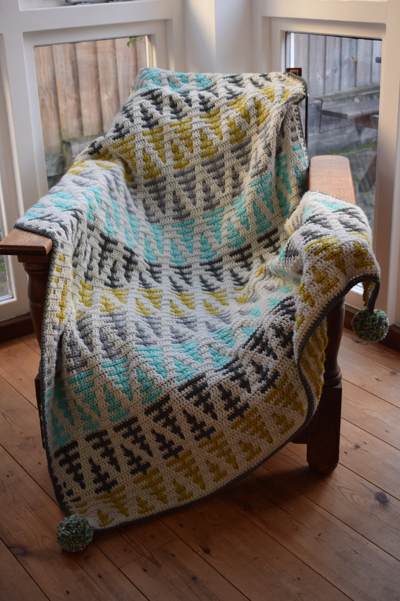 Crochet PATTERN Tree Tops Throw, Blanket, Afghan. Original design by RedSparrowCrochet. Downloadable PDF file image 5