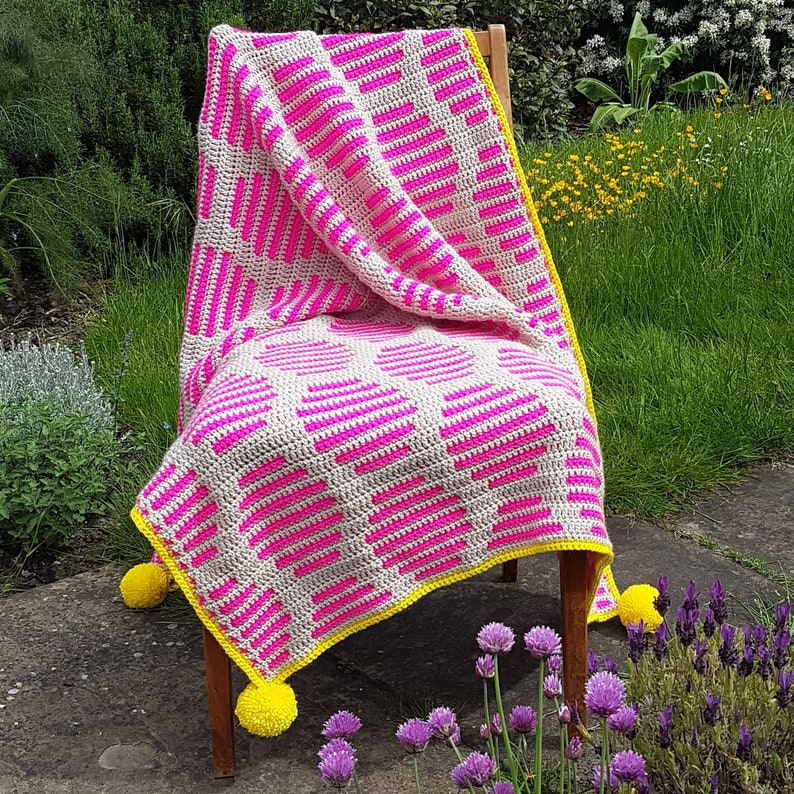 Crochet PATTERN Neon Fizz Throw mosaic crochet Blanket Etsy Nederland