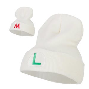 Fire Mario Luigi Bros Embroidered Long Beanie