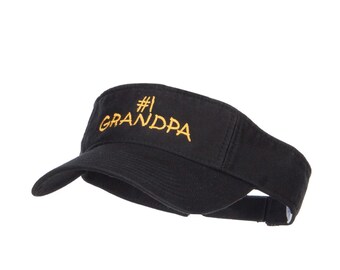 Number 1 Grandpa Embroidered Cotton Washed Visor