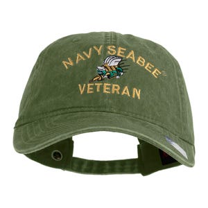 US Navy Seabee Veteran Military Embroidered Washed Cap