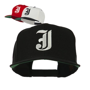 Old English J Embroidered Flat Bill Cap