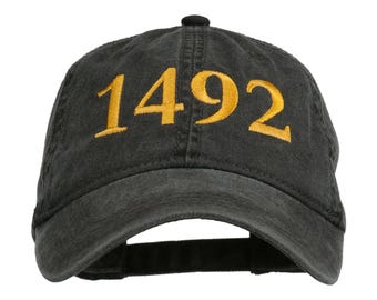 1492 Columbus Day Embroidered Washed Cap