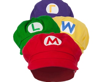 Big Size Circle Mario Luigi Wario Waluigi Embroidered Cotton Newsboy Cap