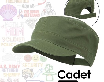 Customize Washed Cotton Fitted Army Cap with Veteran, Soldier, Firefighter, Captain, Security, Police, and many more Embroidery Designs