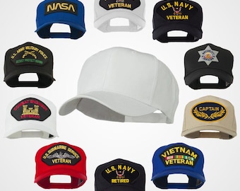 Customize Solid Cotton Twill Pro Style Cap with Army Veteran, Air Force Veteran, Navy Veteran, Airborne. NASA, Korea Veteran Patched Design